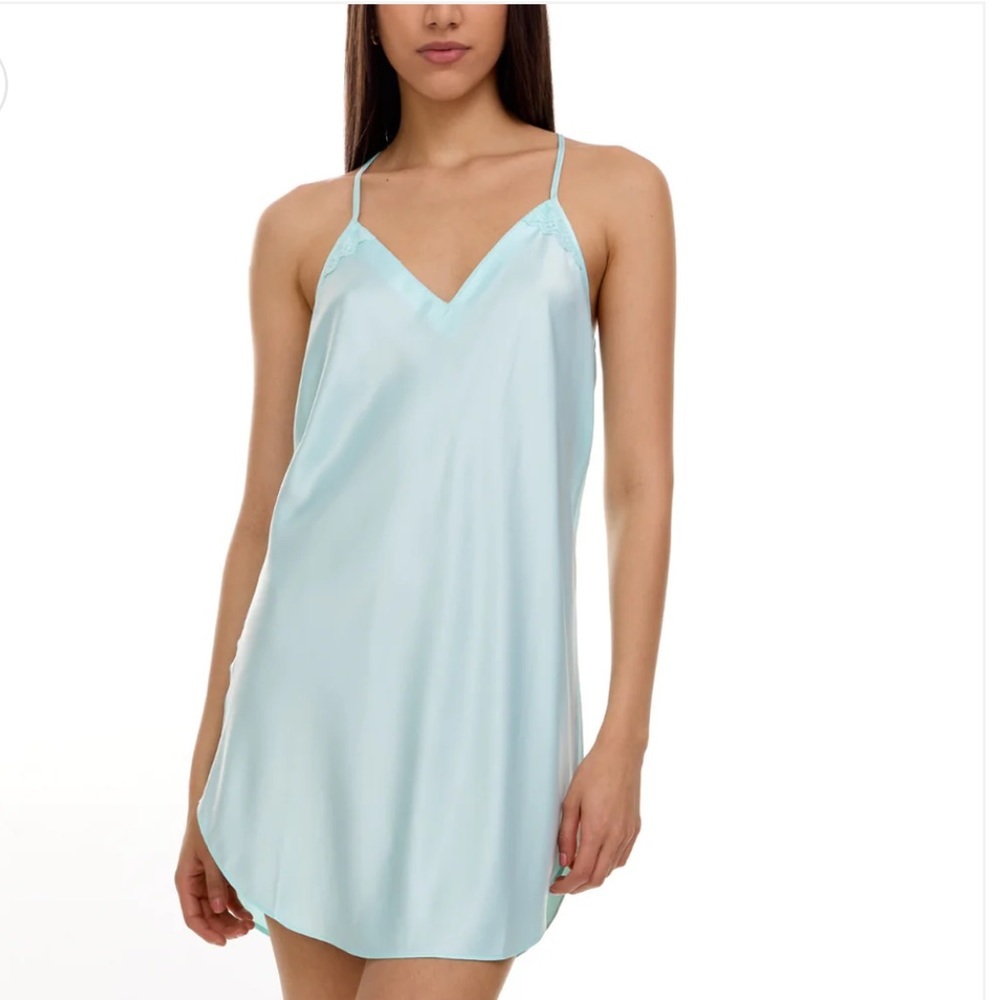 Flora Nikrooz Victoria Satin Charmeuse Open Back Chemise NWT Sz XS